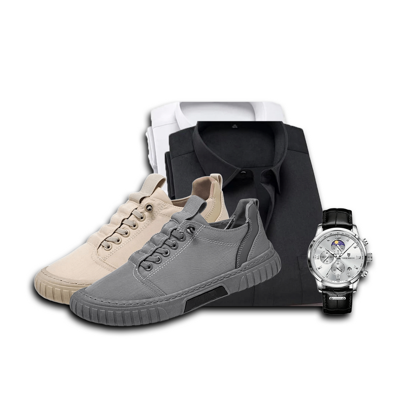 Kit de 2 tenis casual masculino + brinde: 2 camisas sociais + 1 relógio | PROMOCIÓN ESPECIAL 30 AÑOS - ENVÍO GRATIS
