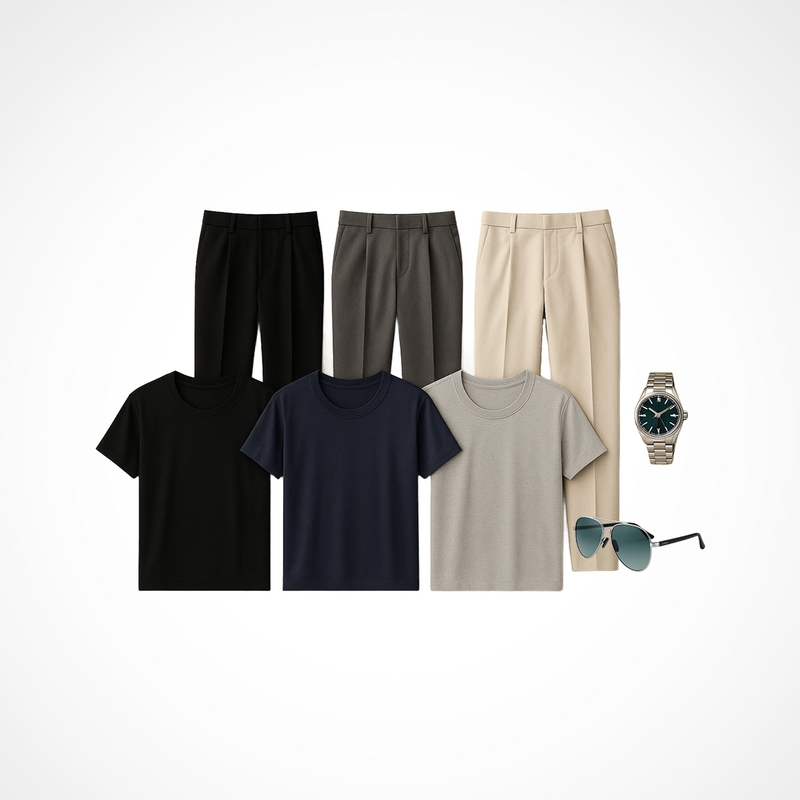 Paga 2, llévate 3 Pantalones de sastrería Valle en poliéster con ajuste + REGALOS: 3 camisas, reloj y gafas | PROMOCIÓN ESPECIAL 30 AÑOS - ENVÍO GRATIS