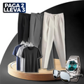 Paga 2, llévate 3 Pantalones de sastrería Valle en poliéster con ajuste + REGALOS: 3 camisas, reloj y gafas | PROMOCIÓN ESPECIAL 30 AÑOS - ENVÍO GRATIS
