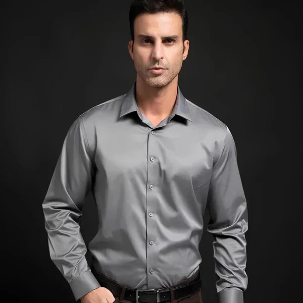 [PAGA 1, LLEVE 3] Camisas Sociales Manga Larga Bold De Seda Color Hielos + Obsequios: 3 PANTALONES, RELOJ Y ANTEOJOS