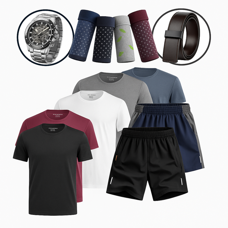 PAGÁ 3 LLEVATE 6 Kit de Remeras DryFit Antiodor + REGALO: 3 Bermudas Premium, 4 Calzoncillos, Reloj y Cinturón | PROMOCIÓN ESPECIAL 30 AÑOS - ENVÍO GRATIS