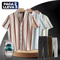 Paga 2, Lleva 3 Kit de Camisas a Rayas Zark + Pantalones Ajustables y Reloj | PROMOCIÓN ESPECIAL 30 AÑOS - ENVÍO GRATIS